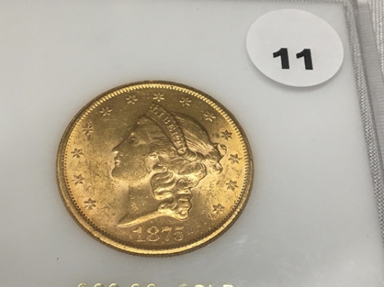 1875-S $20 Gold