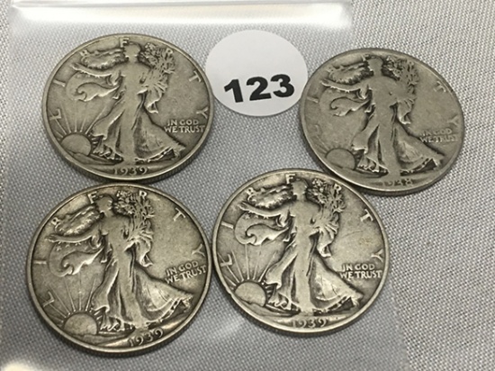 1938, 39, 39-D, 39-S Walking Liberty Half Dollars