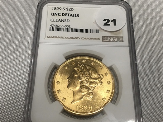1899-S $20 Gold, NGC Graded