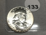 1955 Franklin Half, UNC.
