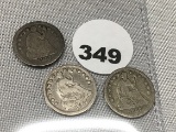 (3) 1857 Seated Half Dimes