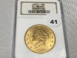 1889 $20 Gold, NGC MS-61