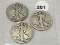 1923-S, 27-S, 28-S Walking Liberty Half Dollars