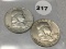 1962-D, 63-D Franklin Half Dollars