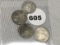 1856, 58-O, 60, 61 Seated Half Dimes