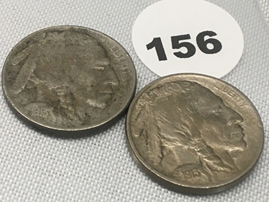 1913 Type 1 & 2 Buffalo Nickels