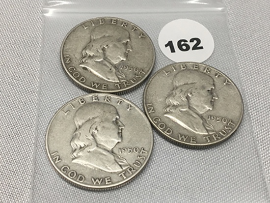 1950, (2) 50-D Franklin Half Dollars