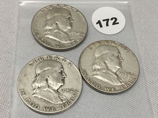 1952, 52-D, 52-S Franklin Half Dollars