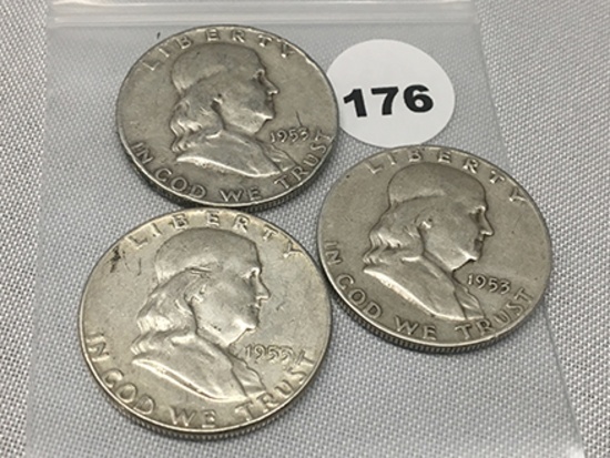 1953, 53-D, 53-S Franklin Half Dollars