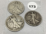 1917-S Rev, 1917-D Obv, 1917 Walking Liberty Half Dollars