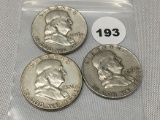 1956, 57, 57-D Franklin Half Dollars