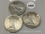 3X$ 1922 Peace Dollars