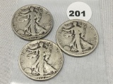 1923-S, 27-S, 28-S Walking Liberty Half Dollars