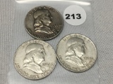 1959-D, 60-D, 61-D Franklin Half Dollars