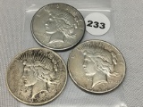 3X$ 1927, 27-D, 27-S Peace Dollars
