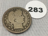 1908-S Barber Quarter