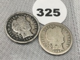1897, 97-S Barber Dimes