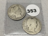 (2) 1892 Barber Quarters