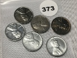 (6) 1943, S, D Steel Lincoln Cents