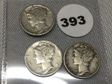 1927, 27-S, 27-D Mercury Dimes