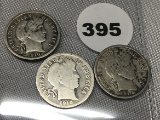1910, 10-D, 10-S Barber Dimes