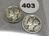 1920, 20-S Mercury Dimes