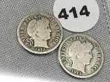 1913, 13-S Barber Dimes