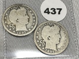 (2) 1897-O Barber Quarters