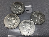4X$ 1923-S, (3) 23-D Peace Dollars