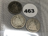 1862, 72, 74 Seated Dimes