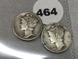 (2) 1924 Mercury Dimes