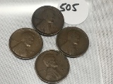 (4) 1909 VDB Lincoln Cents