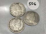 1907, 07-O, 07-S Barber Quarters