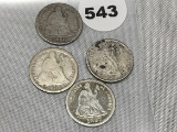 1887, (2) 88, 89 Seated Dimes