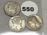 1920-D, (2) 26 Mercury Dimes
