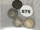 1853, 55-O, 58, 58-O Seated Half Dimes