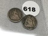 1853, 1858 Seated Half Dimes
