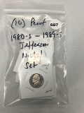 (10) Proof 1980-S-1989-S Jefferson Nickel Set
