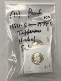 (10) Proof 1970-S-1979-S Jefferson Nickel Set