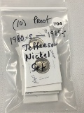 (10) Proof 1980-S-1989-S Jefferson Nickel Set