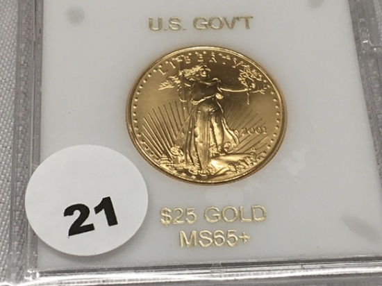 2001 (1/2 Oz Gold) $25 Eagle, MS65+