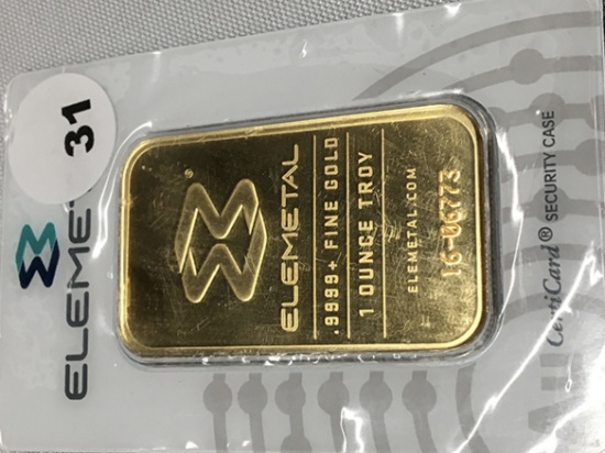 One Ounce .9999+ Fine Gold