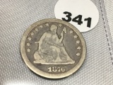 1876-CC Seated Quarter
