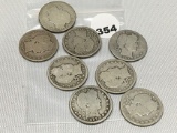 (4) 1907, 07-0, 07-D 08-0, 08-D Barber Quarters