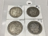 4X$ 1878-S, 79, 81-S, 85-O Morgan Dollars