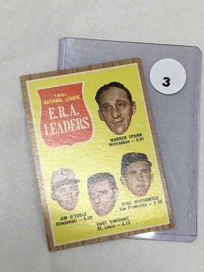 1962 Topps 56, 1961 National League E.R.A. Leaders