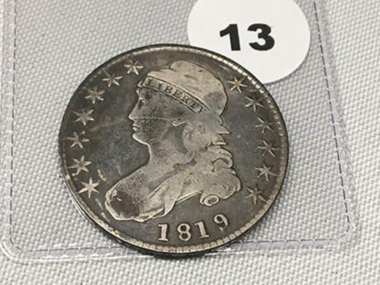 1819 Small 9 over 8 Bust Half