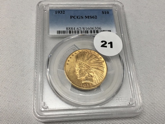 1932 $10 Indian Gold PCGS MS62