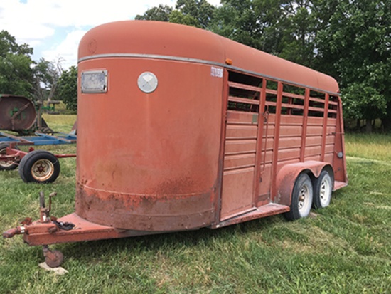 1989 Kiefer Built 16' Bumper Pull, 2" Ball, Livestock Trailer, Center Gate