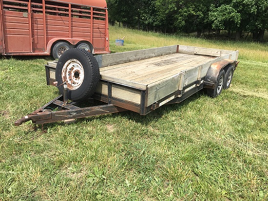 1996 Hull 18' Trailer, Removable Wood Sides, Hide A Way Ramps, 2" Ball Hitch, 6 Bolt Wheels